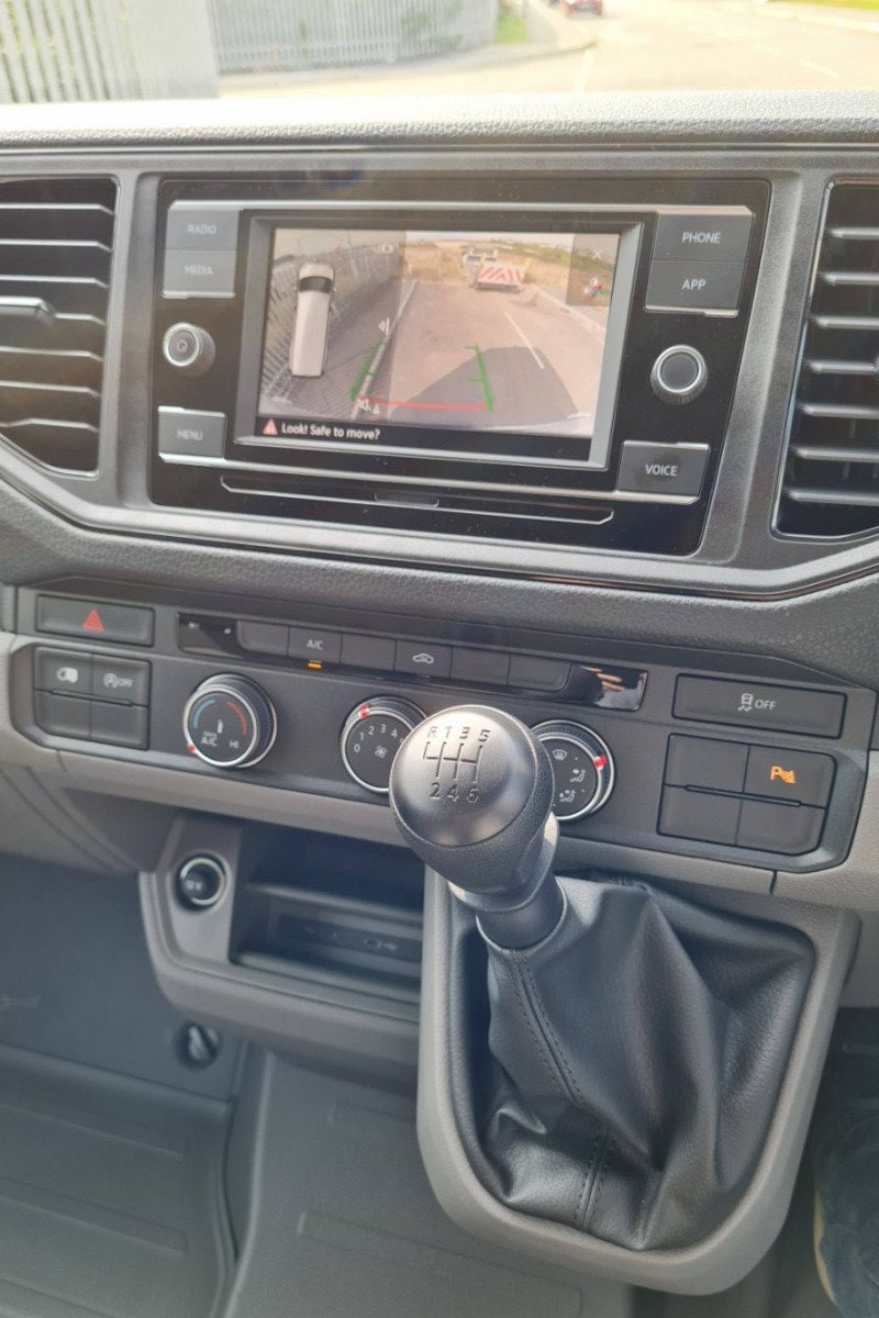 Centre console interior view of XLWB Van for hire in Bude