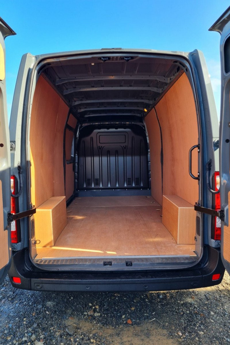 Rear cargo area view of LWB Van for hire in Bude, North Cornwall