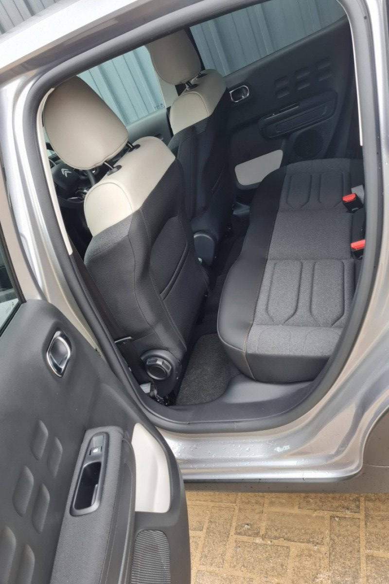Rear seat view of Citroen C3 for rental in North Cornwall