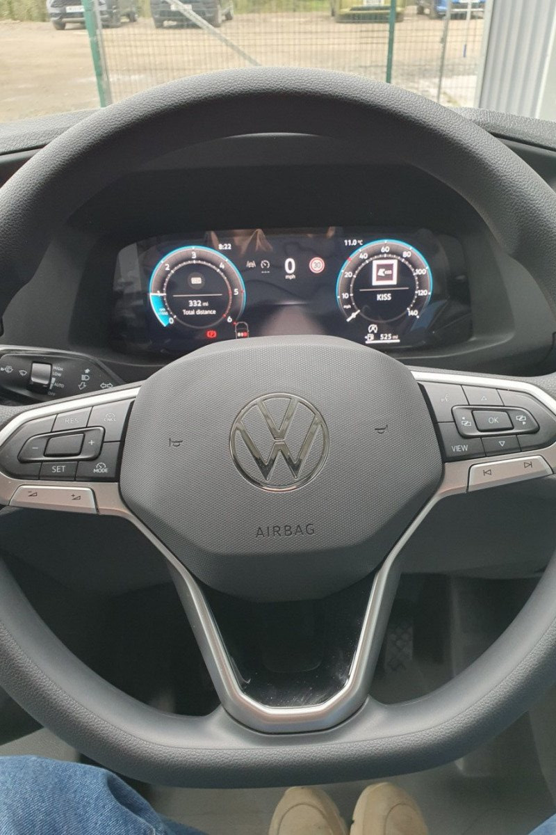 Drivers seat and interior console of LWB Van for hire in Bude, North Cornwall
