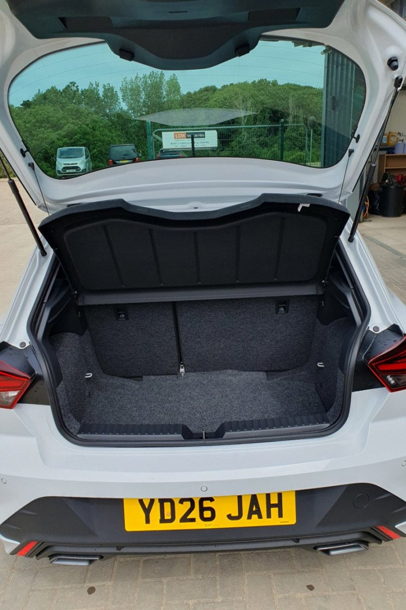 Interior boot of Seat Ibiza FR to rent in Bude